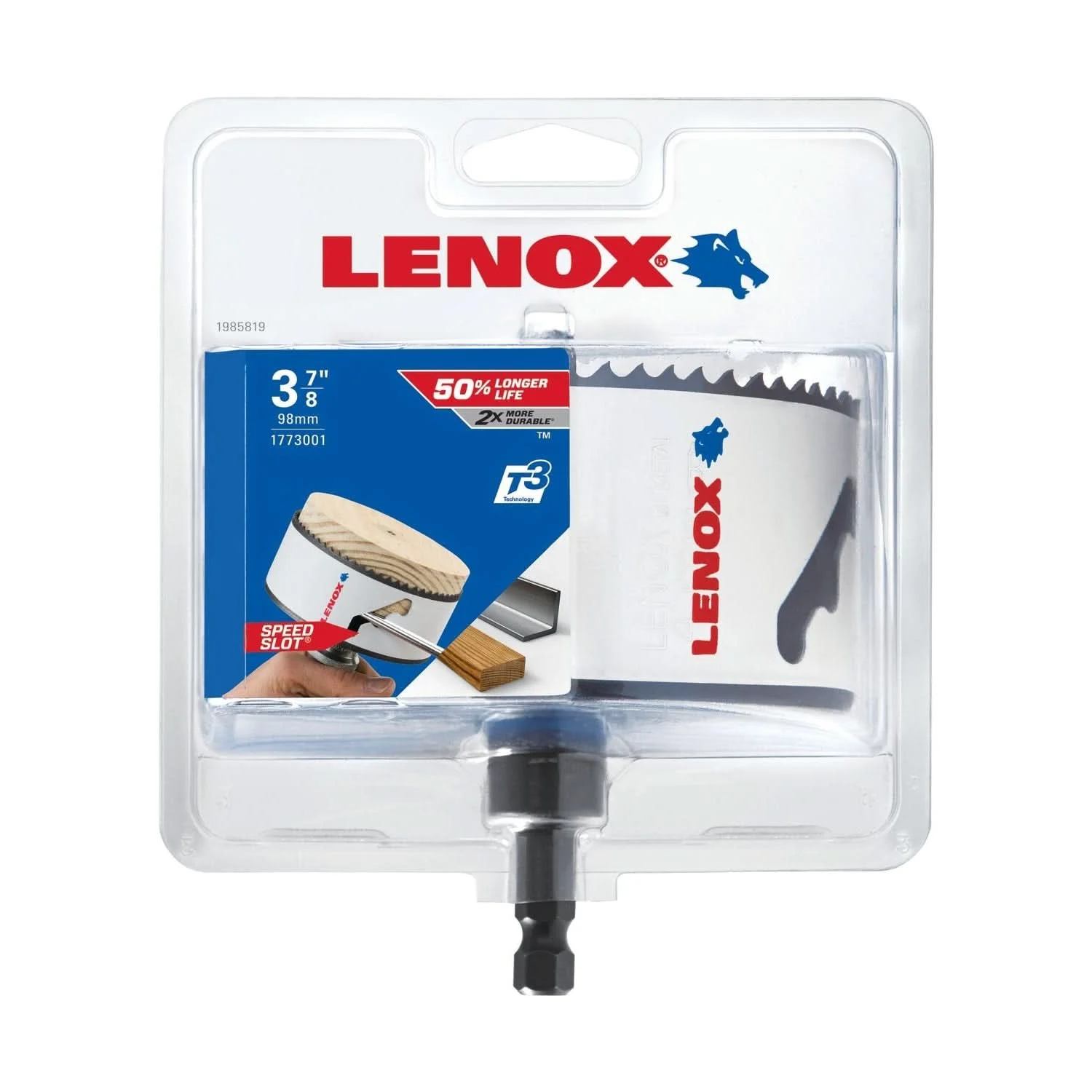 Lenox 1773001 Tools Bi-Metal Speed Slot Arbored Hole Saw with T3, 3-7/8-Inch