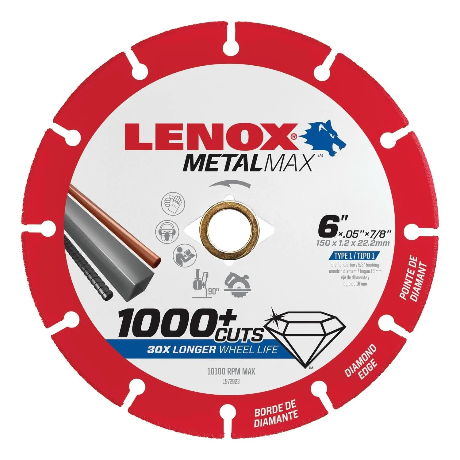 Lenox 1972923 METALMAX Diamond Edge Cutoff Wheel, 6" X 7/8"