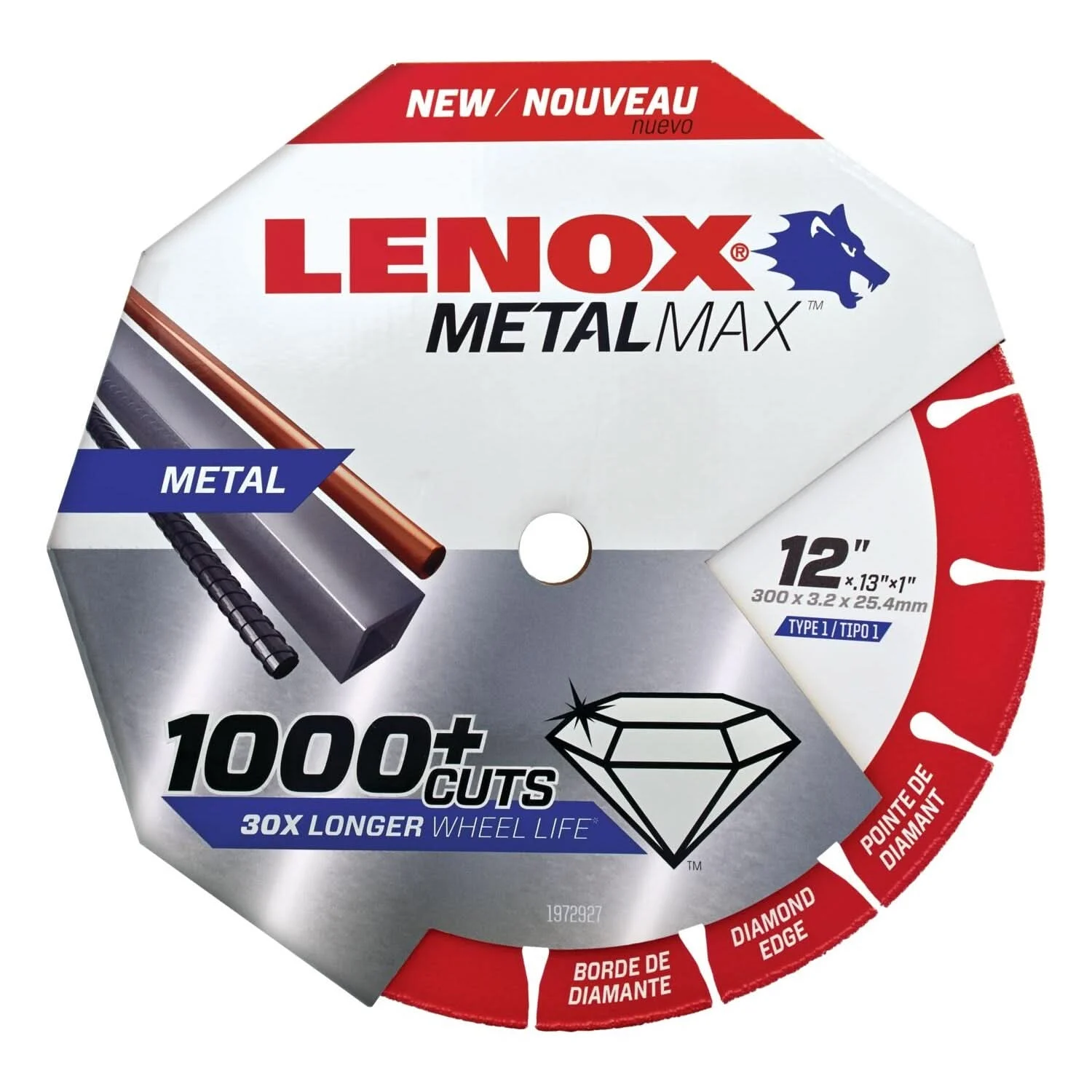 Lenox 1972927 METALMAX Diamond Edge Cutoff Wheel, 12" X 1"