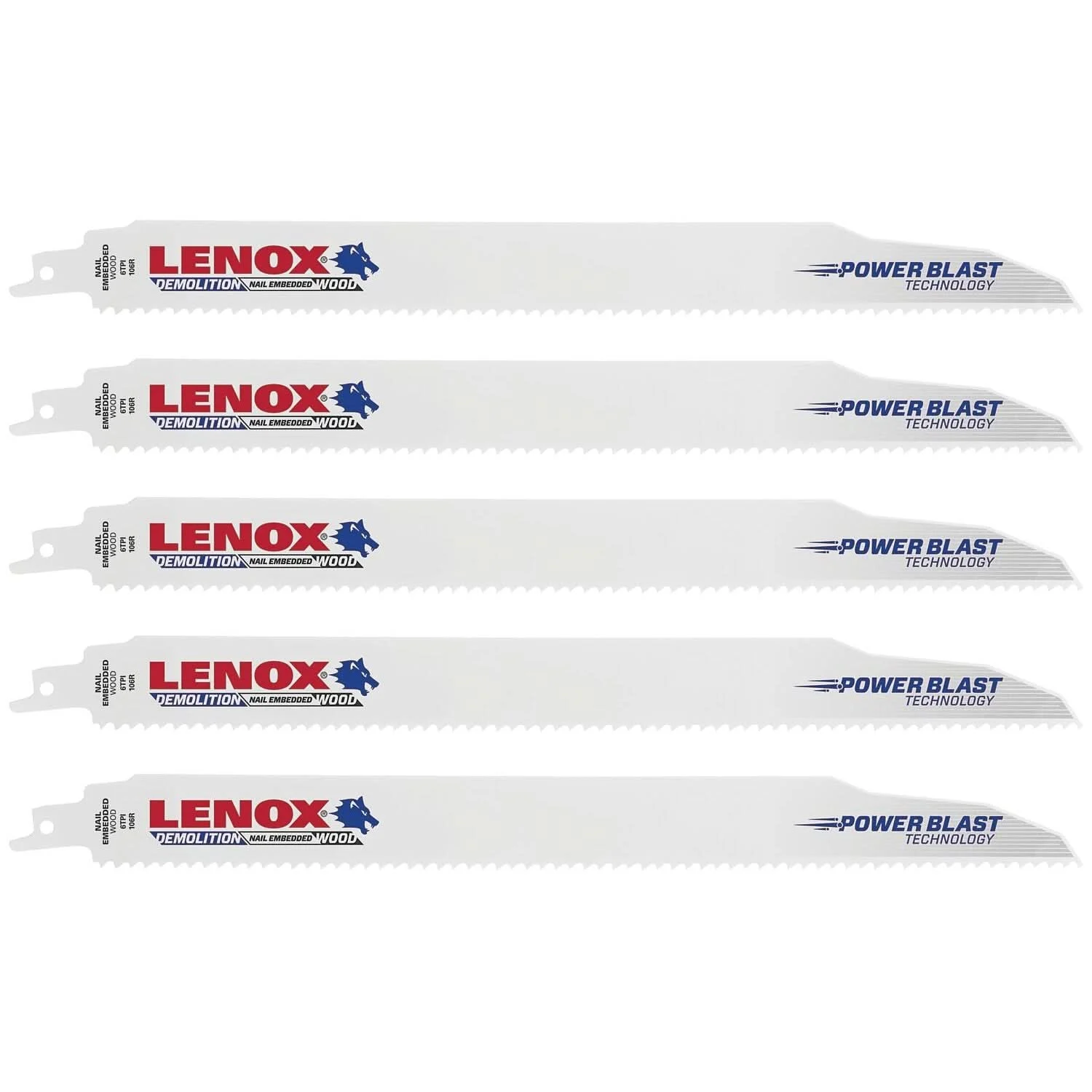 Lenox 20500106R Demolition 106R Bi-Metal Reciprocating Saw Blades, 12-inch, 6 TPI, 2-Pack