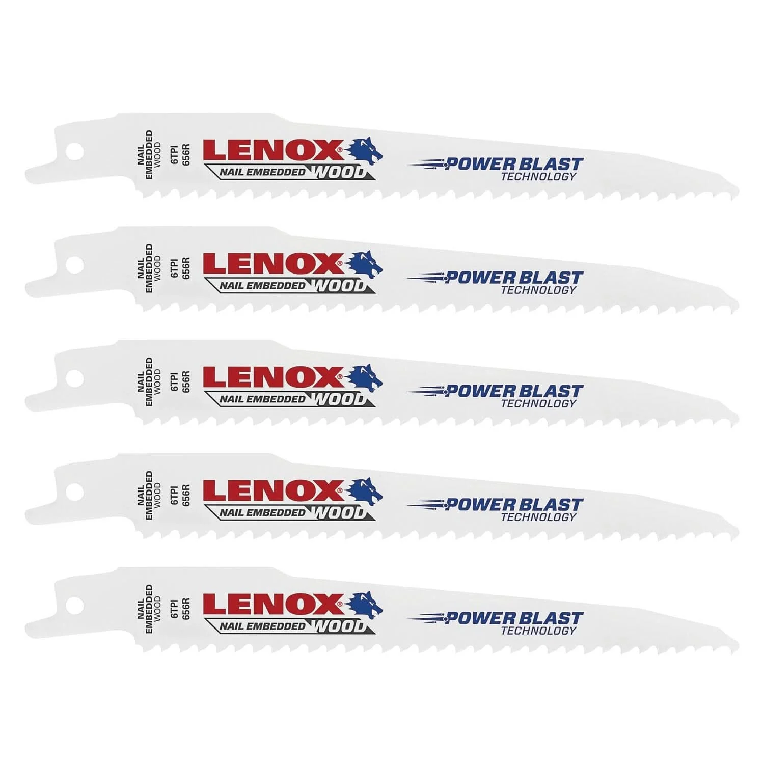 Lenox 20572656R 656R Wood Bi-Metal Reciprocating Saw Blades, 6-inch, 6 TPI, 5-Pack