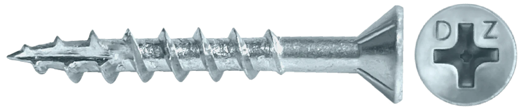 LOK WOOD SCREWS- PHILLIPS FLAT WITH NIBS COARSE TYPE 17 (ZINC)