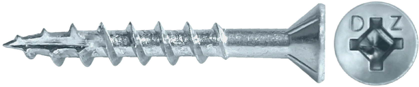 LOK WOOD SCREWS- SQUAREPHILLIPS FLAT WITH NIBS COARSE TYPE 17 (ZINC)