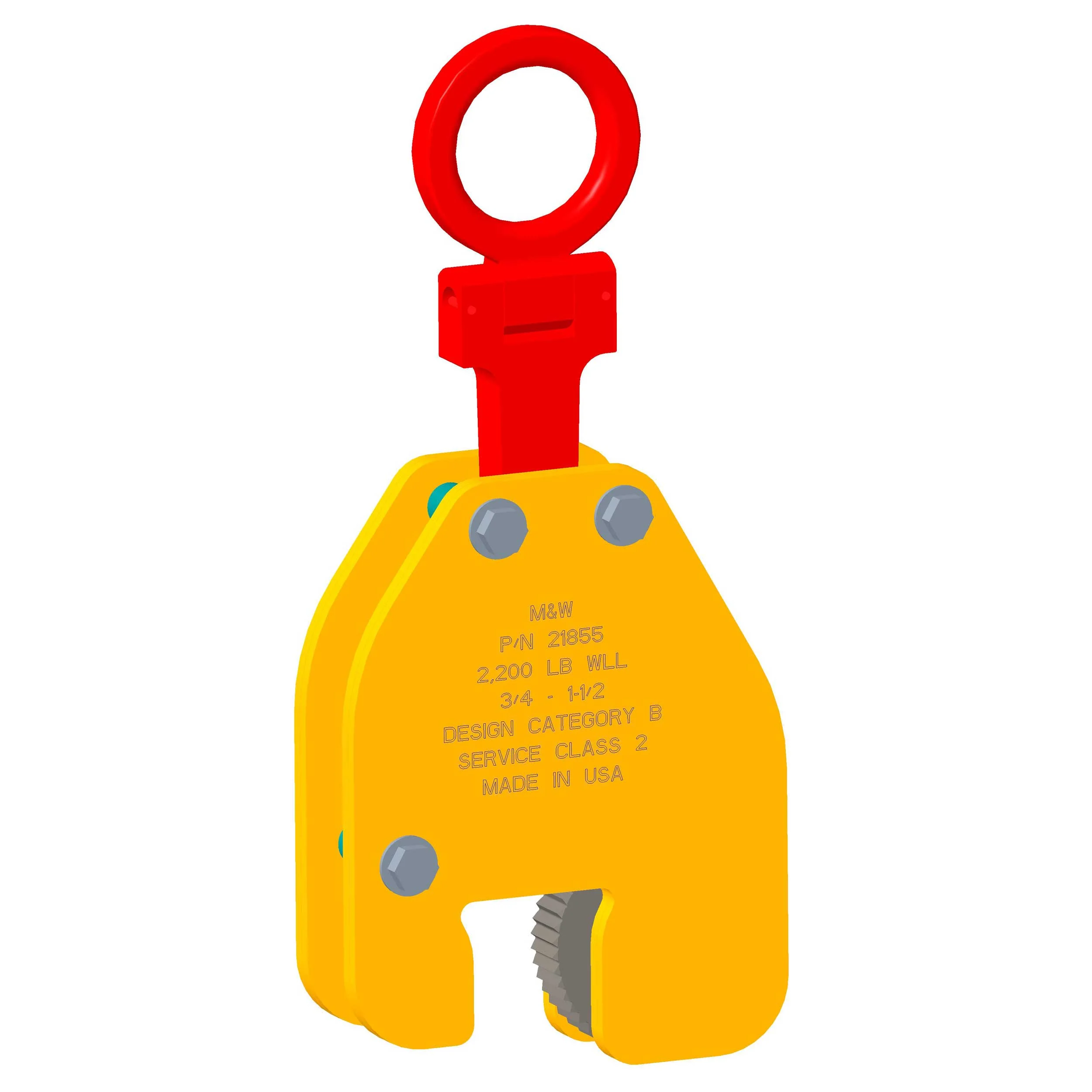 M&W 1.1 Ton Hinged Vertical Plate Clamp | 1.5 - 2.25 Jaw | 21856