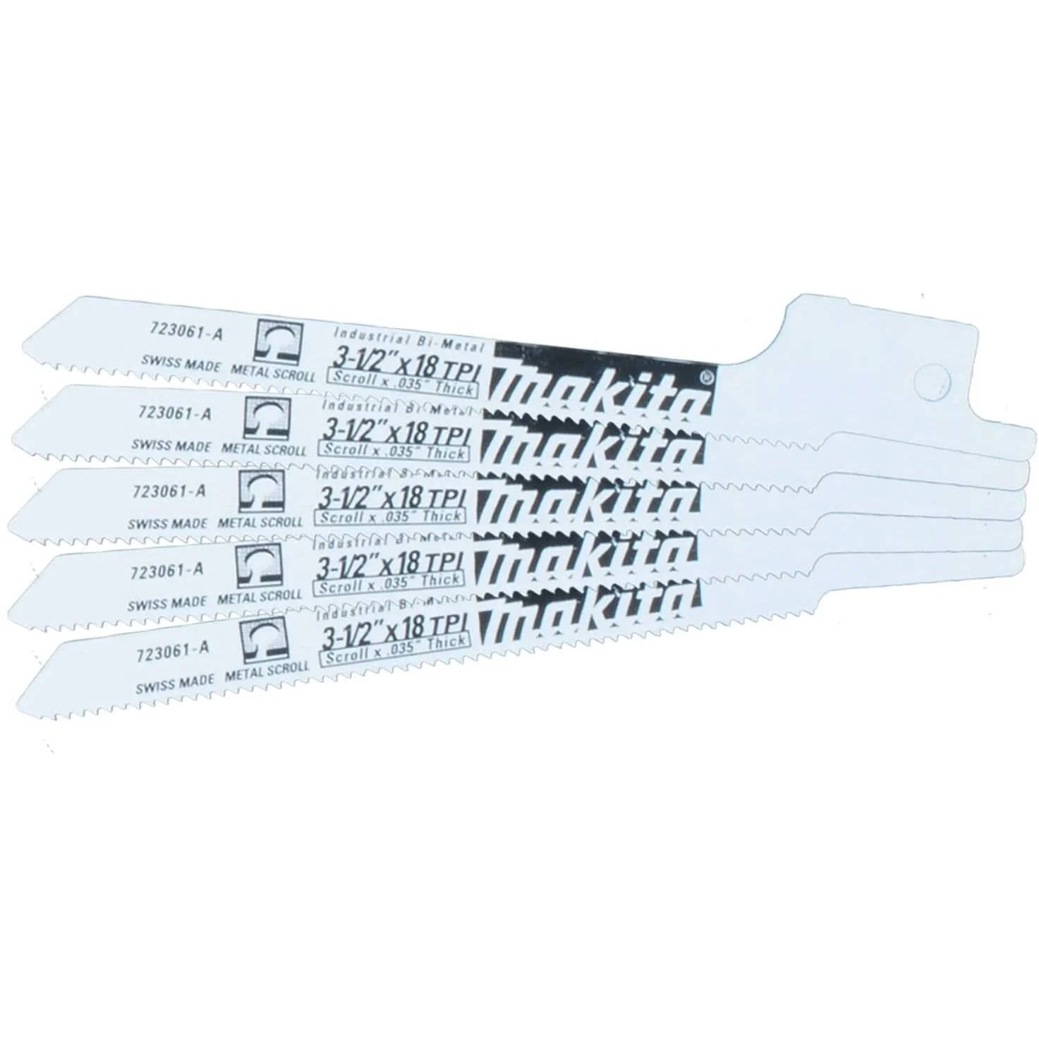 Makita 723061-A-5 3-1/2" Metal Cutting Recipro Saw Blade, 18TPI, 5/pk