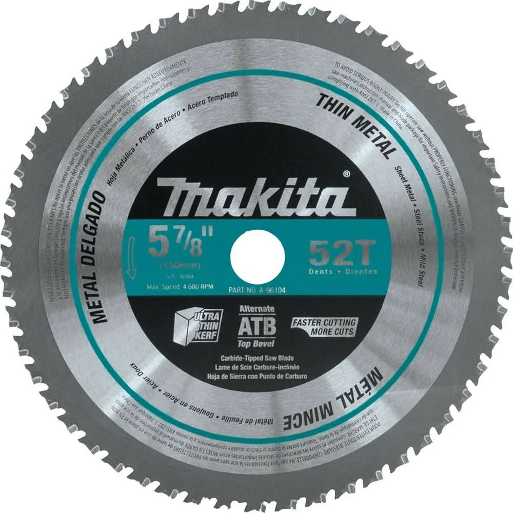 Makita A-96104 5-7/8" 52T Carbide-Tipped Saw Blade, Thin Metal
