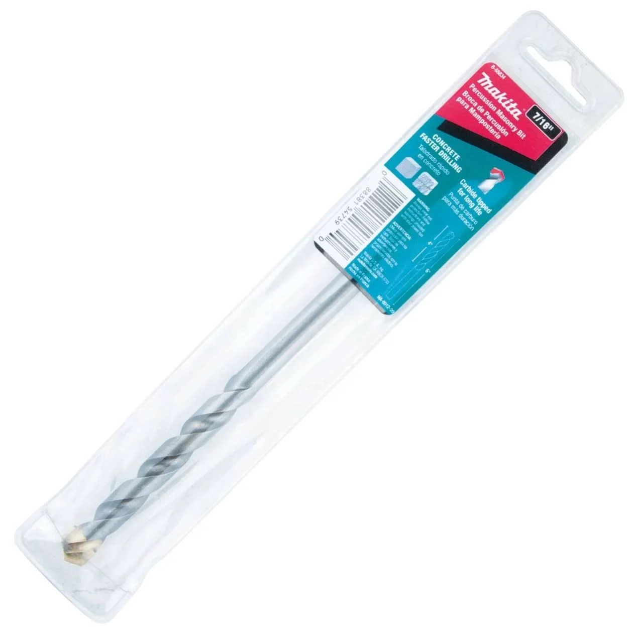Makita B-68834 7/16" x 6" Carbide Tipped Percussion Masonry Hammer Drill Bit