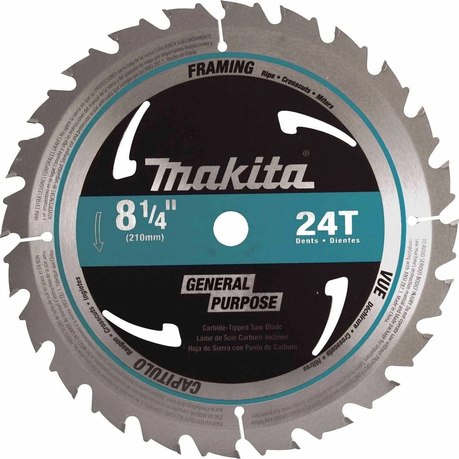 Makita D-21521 8-1/4" 24T Carbide-Tipped Circular Saw Blade, Framing