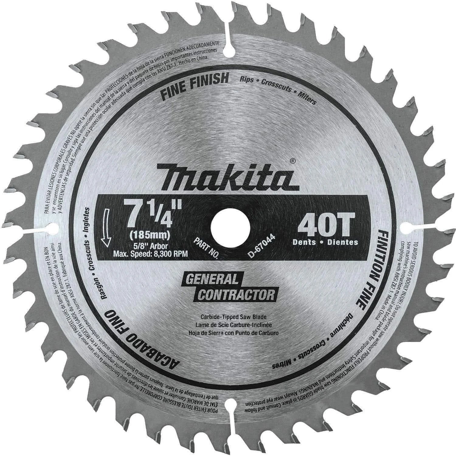 Makita D-67044 7-1/4" 40T Carbide-Tipped Circular Saw Blade, Fine Crosscutting