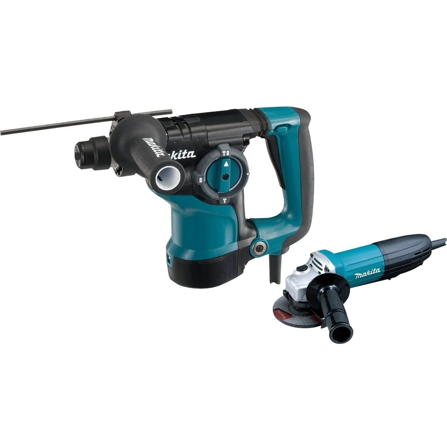 Makita HR2811FX Corded 1-1/8'' SDS-PLUS Rotary Hammer and 4-1/2" Angle Grinder
