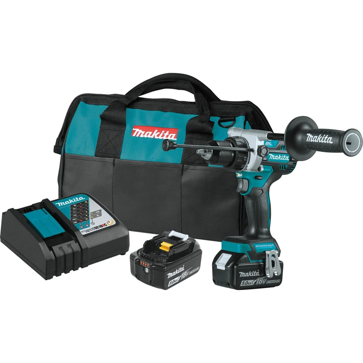 Makita XPH14T 18V LXT Lithium-Ion Brushless Cordless 1/2" Hammer Driver-Drill Kit (5.0Ah)