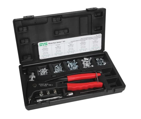 Marson M39316 Metric Ribbed Rivet Nut Kit with M4, M5, M6 Mandrel & Nosepiece