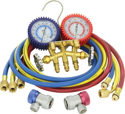Mastercool 84772-G Brass R134A 2 Way Manifold Gauge Set with 72" Hoses