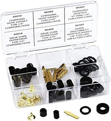 Mastercool Repair Kit For A/C Charging Adapters 60-Piece Plastic Case (91334)