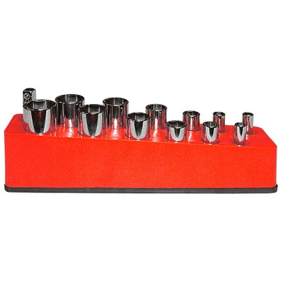 Mechanics Time Saver Rocket Red 13-Hole Deep Socket Organizers (776)