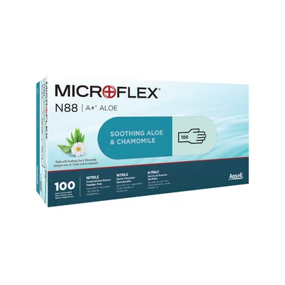 Microflex N883 High Five A+ Aloe Powder-Free Nitrile Gloves, Large