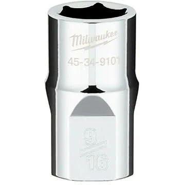 Milwaukee 45-34-9101 1/2" Drive 9/16" SAE 6-Point Socket with FOUR FLAT Sides