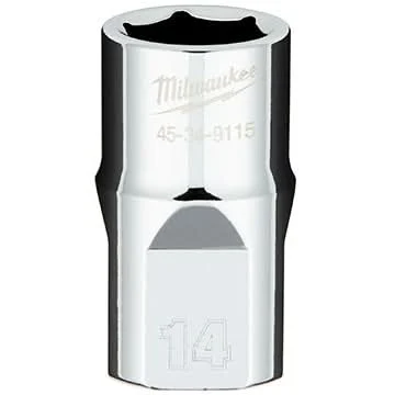 Milwaukee 45-34-9115 1/2" Drive 14mm Metric 6-Point Socket with FOUR FLAT Sides