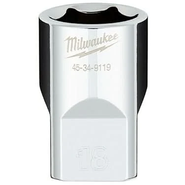 Milwaukee 45-34-9119 1/2" Drive 18mm Metric 6-Point Socket with FOUR FLAT Sides