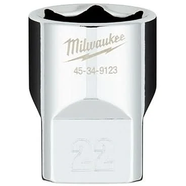 Milwaukee 45-34-9123 1/2" Drive 22mm Metric 6-Point Socket with FOUR FLAT Sides