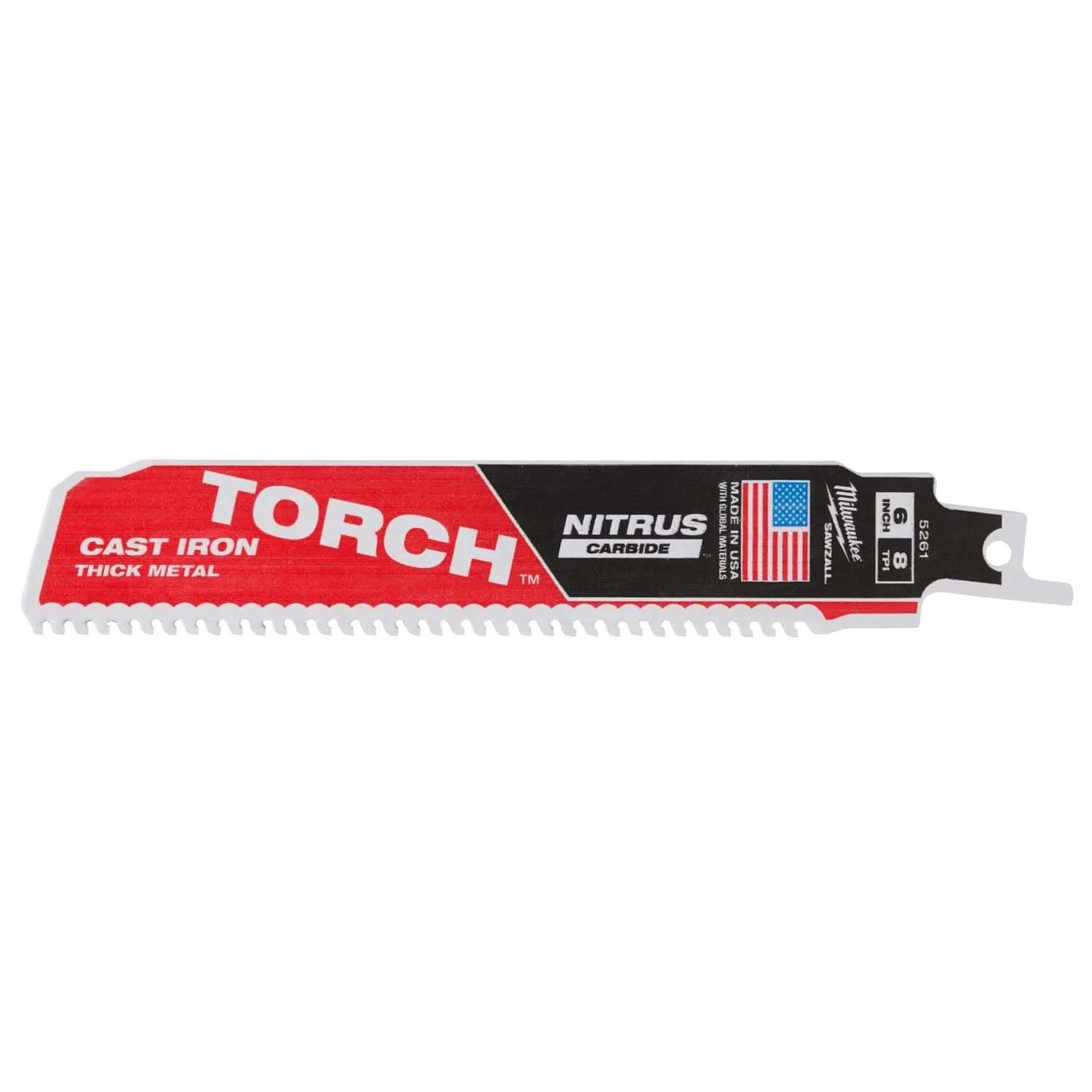 Milwaukee 48-00-5361 TORCH with NITRUS Carbide 6-Inch 7-TPI Recip Saw Blade, 3-Pack