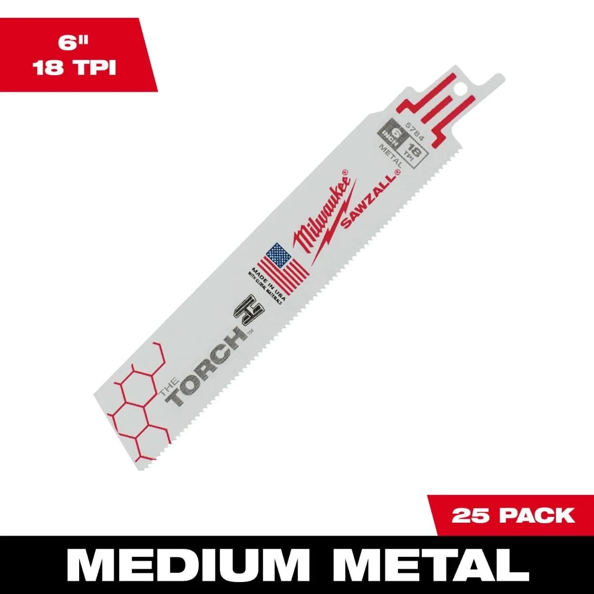 Milwaukee 48-00-8784 6" 18 TPI The Torch SAWZALL Recip Blades (25 Pk)
