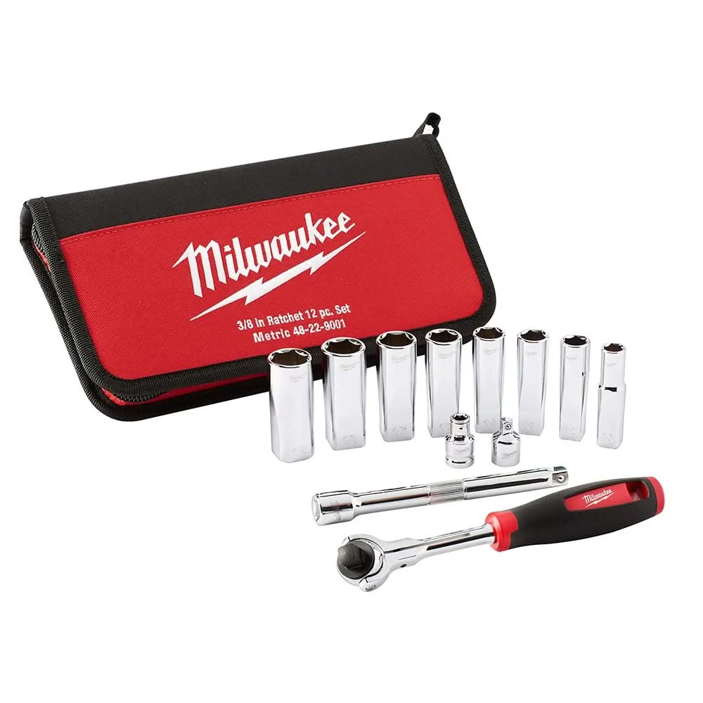 Milwaukee 48-22-9001 12-Piece3/8" Drive Metric Socket Set