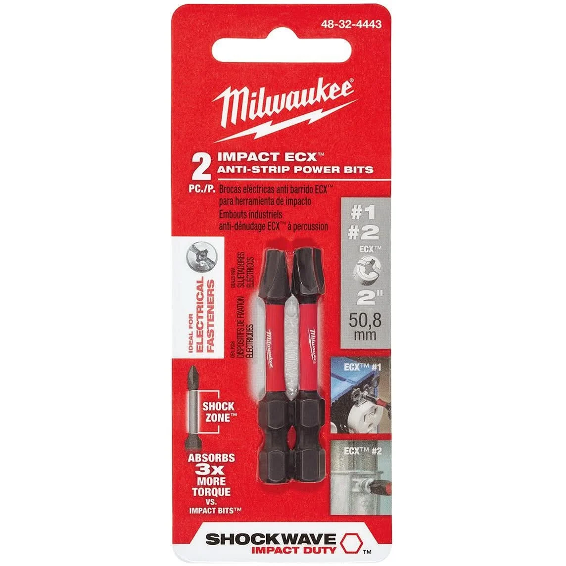 Milwaukee 48-32-4443 Shockwave 2-Inch 2-PieceEcx Combo Kit