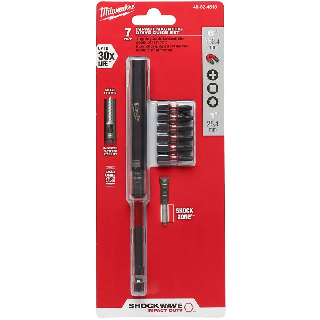 Milwaukee 48-32-4518 Shockwave 7-PieceImpact Magnetic Drive Guide Set