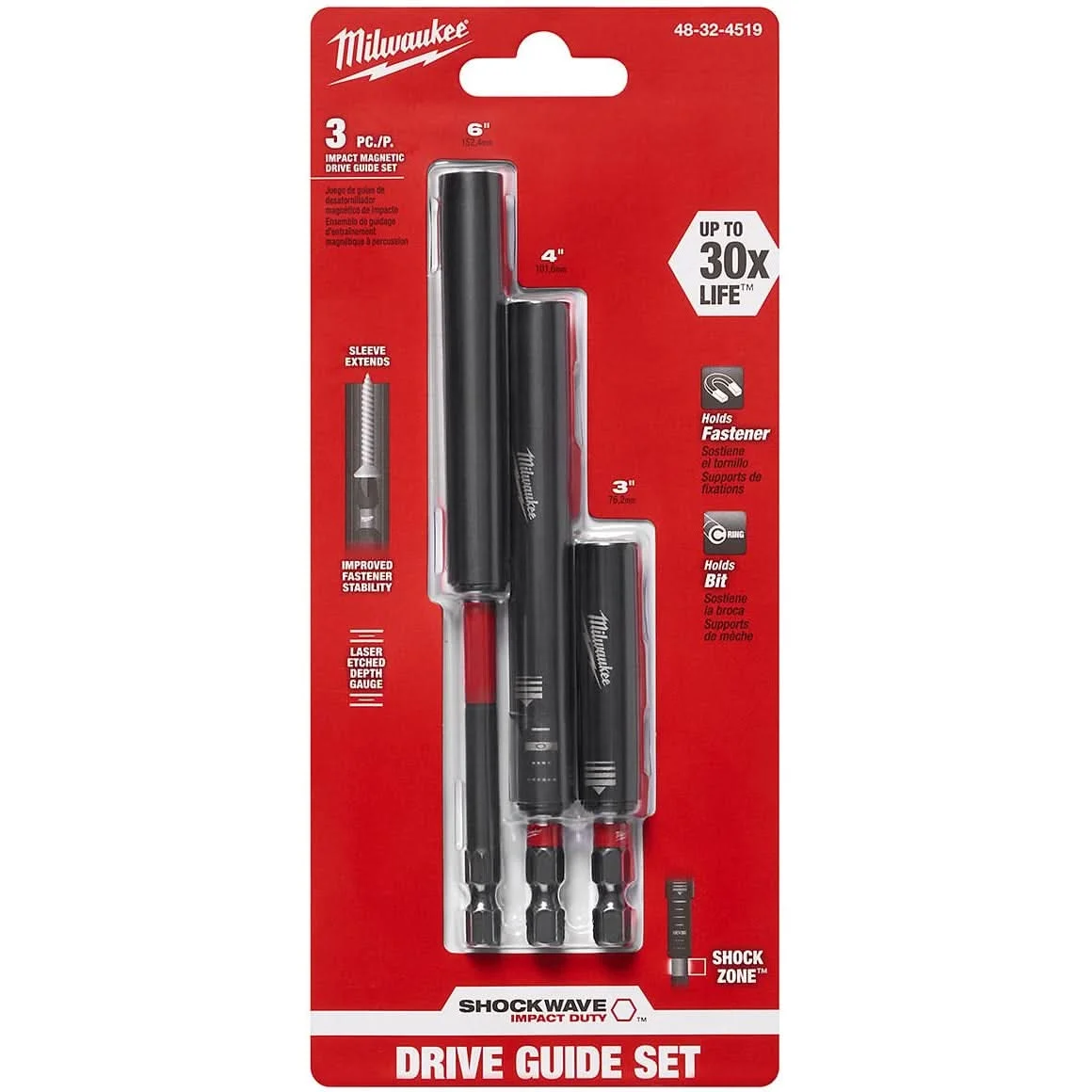 Milwaukee 48-32-4519 Shockwave 3-PieceImpact Magnetic Drive Guide Set