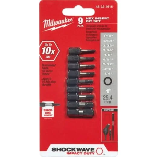 Milwaukee 48-32-4616 Shockwave 9-PieceImpact Hex Insert Bit Set