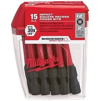 Milwaukee 48-32-5010 Shockwave 2-Inch Sq2 Impact Bit, 15-Pack