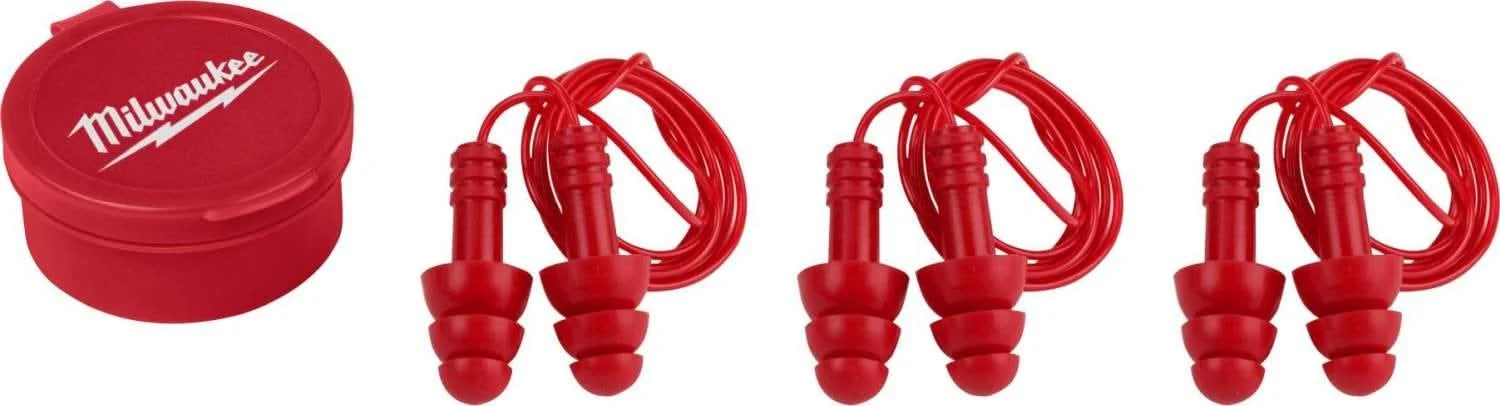 Milwaukee 48-73-3151 Reusable Corded Earplugs, 3-Pack