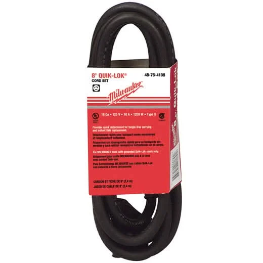 Milwaukee 48-76-4108 8' QUIK-LOK w/Twist Style Plug Cord
