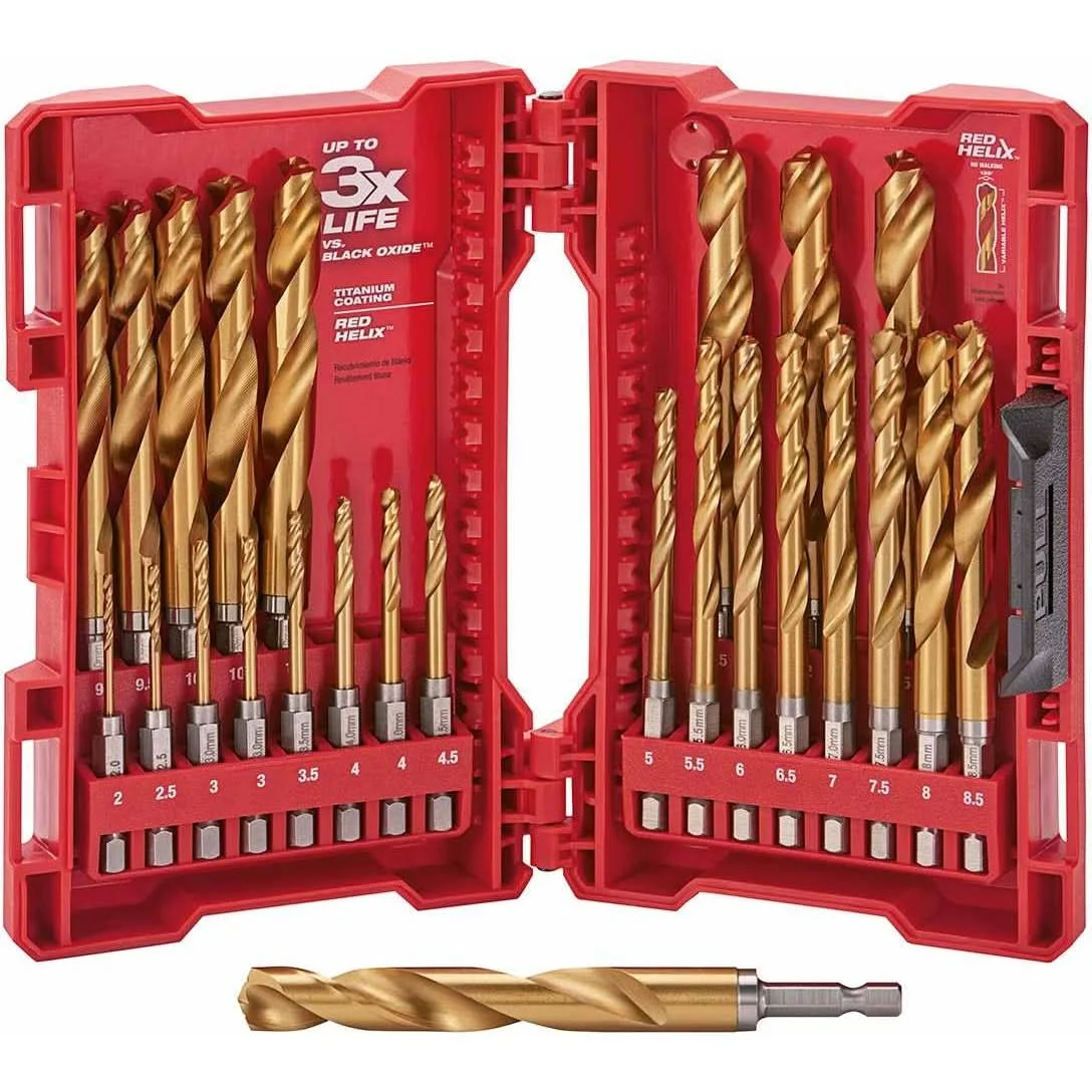 Milwaukee 48-89-4861 Shockwave Red Helix Titanium Metric Set, 25-Piece