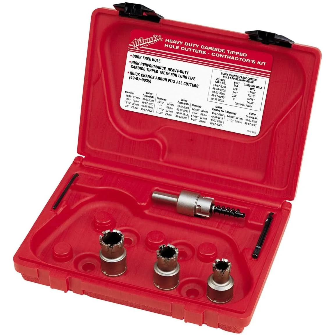 Milwaukee 49-22-8200 Carbide Cutter Steel Plate Contractor's 5-Piece Kit