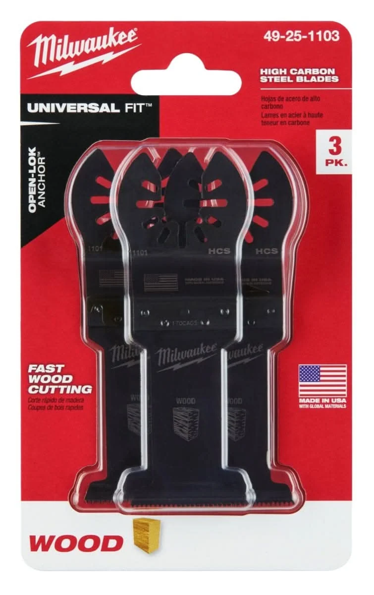 Milwaukee 49-25-1103 Open-Lok 1-3/8-Inch Hcs Wood Blade, 3-Pack