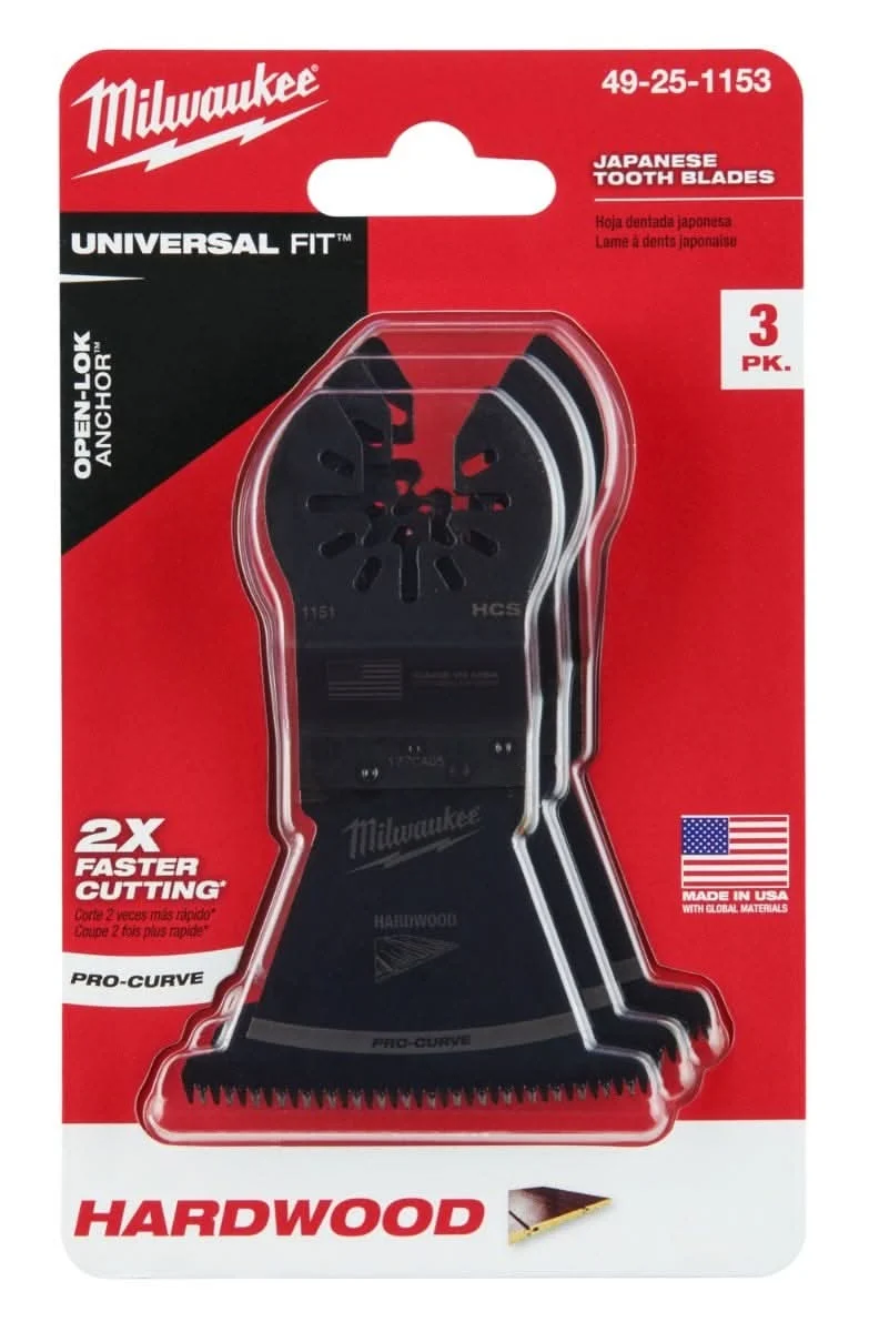Milwaukee 49-25-1153 Open-Lok 2-1/2-Inch Hcs Japanese Tooth Pro-Curve Hardwood Blade, 3-Pack