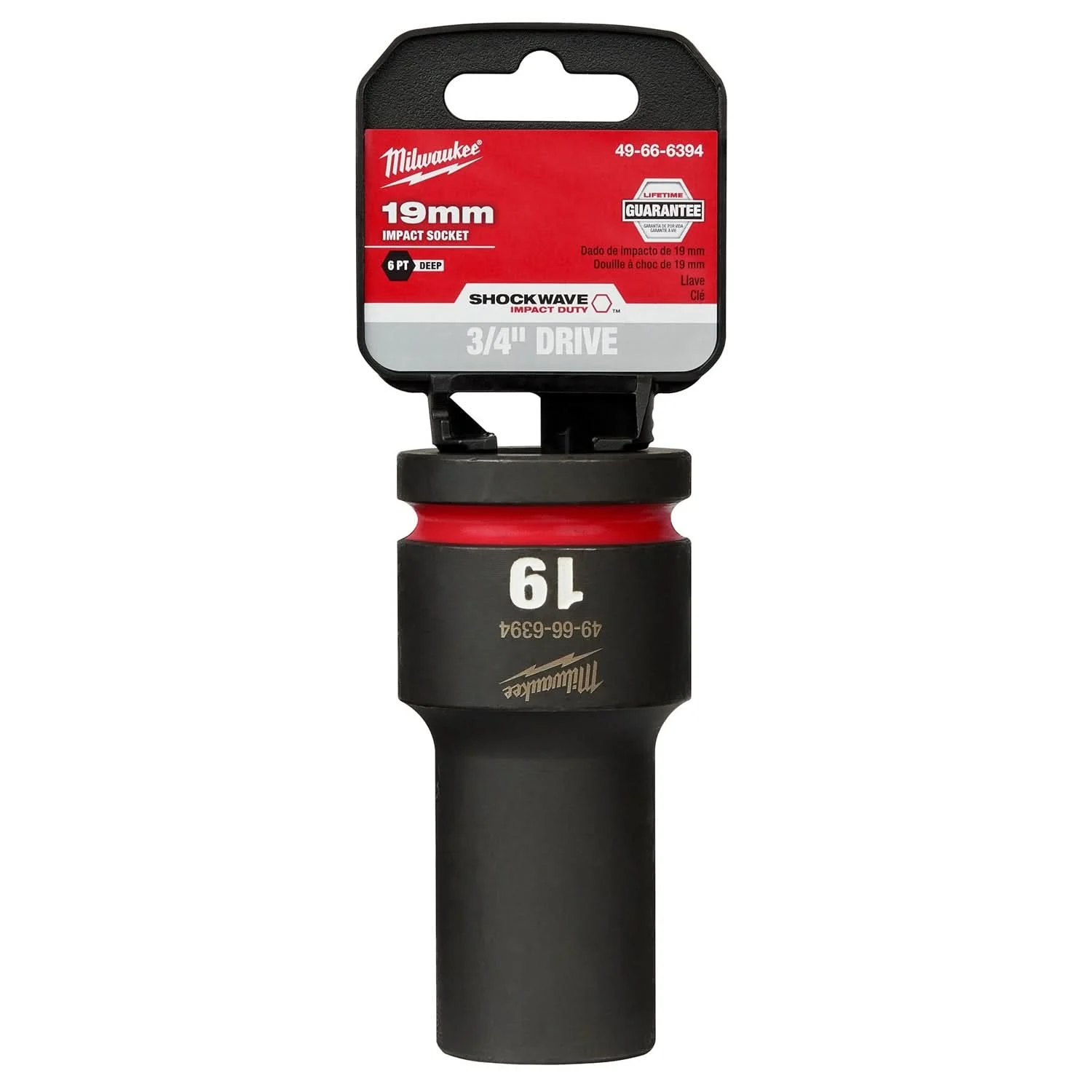 Milwaukee 49-66-6394 SHOCKWAVE Impact Duty 3/4-Inch Drive 19MM Deep 6 Point Socket