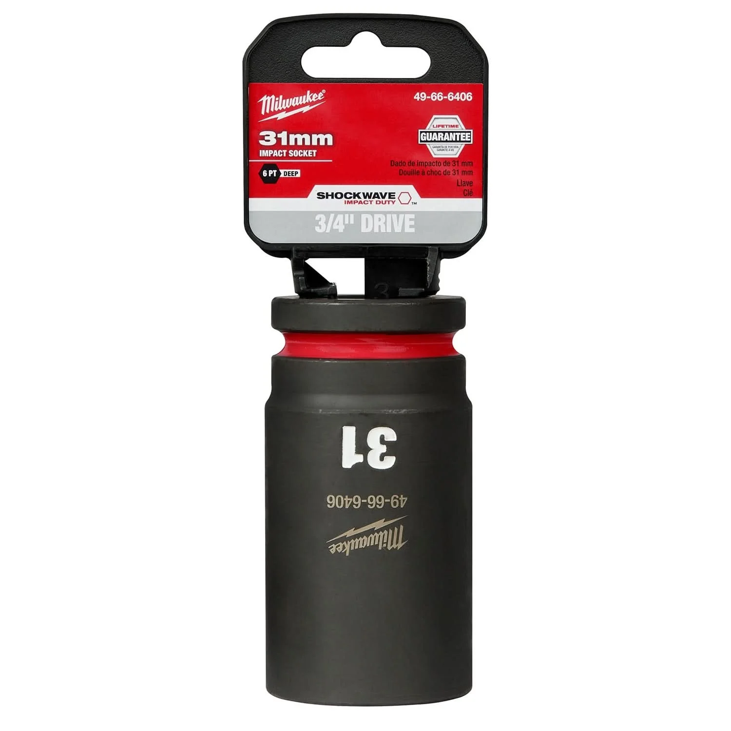 Milwaukee 49-66-6406 SHOCKWAVE Impact Duty 3/4-Inch Drive 31MM Deep 6 Point Socket