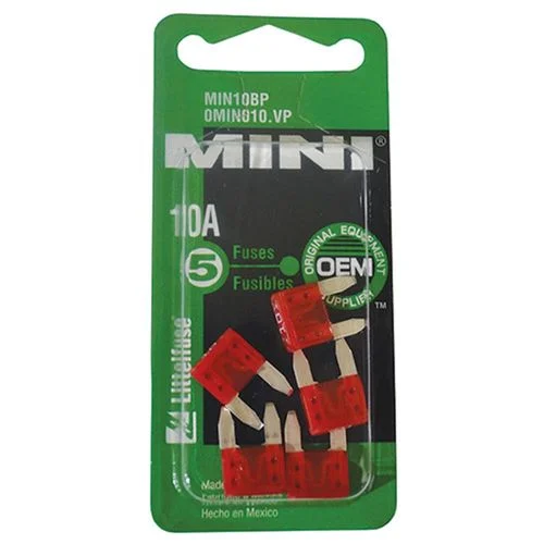Mini Blade Fuse, 10 AMP, 5 Pack