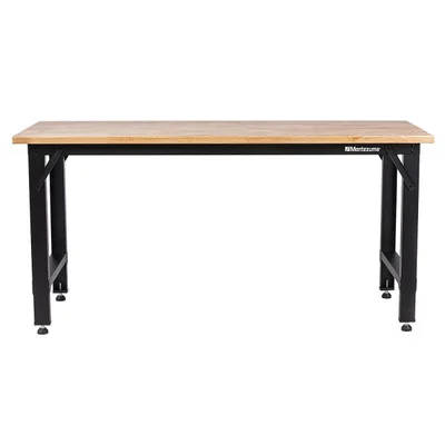 Montezuma MWB722430B 6ft Adjustable Height Steel Workbench with Wood Top (MWB722430B)