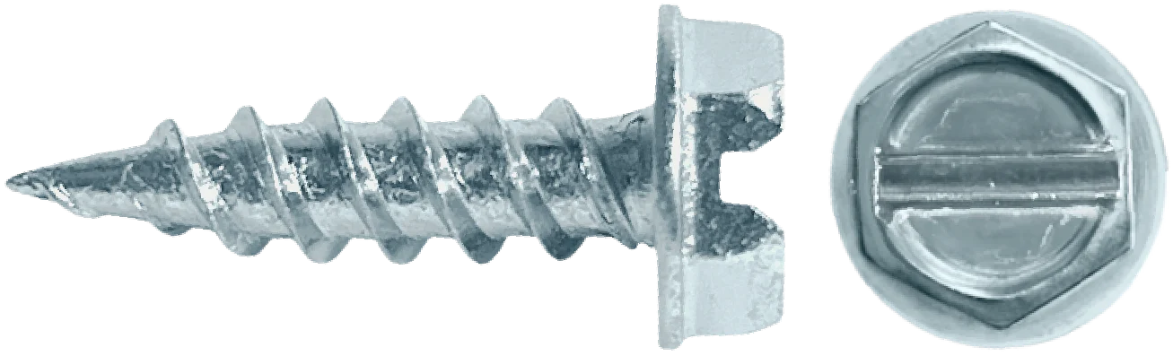 NEEDLE POINT SCREWS - SLOTTED HEX WASHER HEAD (Zinc)
