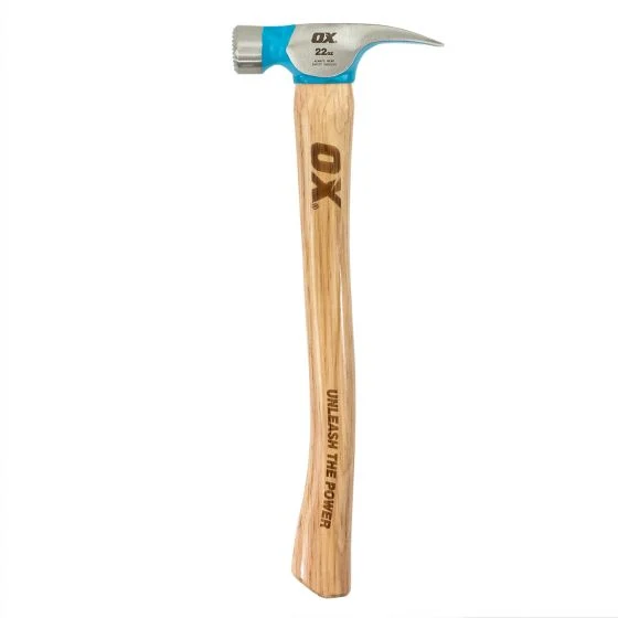 OX Pro 22-Ounce Milled Face Framing Hammer | Curved Hickory Handle