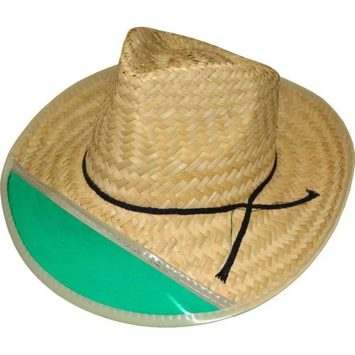 Palm Straw Hat, Green Visor, One Size Fits Most