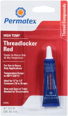 Permatex High Temperature Threadlocker Red, Extreme Temperature Resistance (24026)