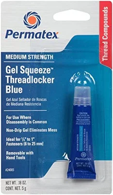Permatex Medium Strength Blue Threadlocker Gel, No Drip Formula 6ml (24005)