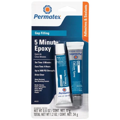 Permatex PermaPoxy 5 Minute General Purpose Epoxy, Two 0.6 oz Tubes (84201)