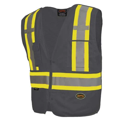 Pioneer Hi Vis Safety Vest, Zip-Up, Snap Tear-Away Surveyor XL (V1021170U-XL)