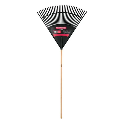 Poly Lawn Rake, Wooden Handle, 30 In.